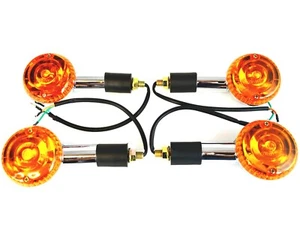 Pair of Universal Motorcycle Chrome Classic Style Round E-marked Indicators - Picture 1 of 11