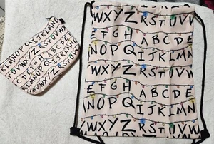 Stranger Things Drawstring and Cosmetic/Coin Bag Waterproof New - Picture 1 of 10