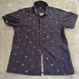Rip Curl All Over Print AOP Stars Sun Linen Blend Button Up Short Slv Shirt XL - Picture 1 of 8