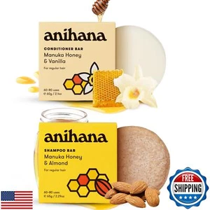 ANIHANA Shampoo and Conditioner Bars for Regular Normal Hair, Clean Purifying - Picture 1 of 5
