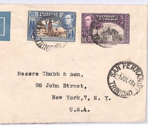 TRINIDAD & TOBAGO Air Mail Cover *San Fernando* 1948 New York {samwells}YX163 - Picture 1 of 14