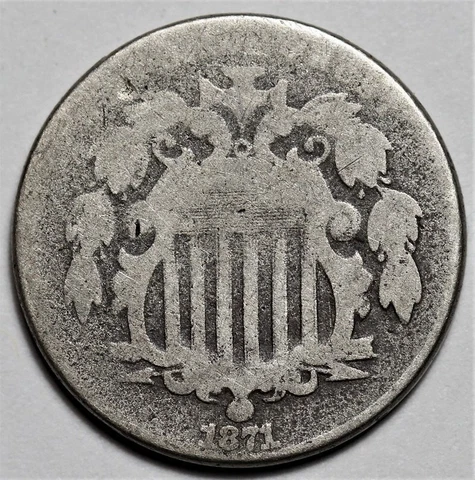 1871 Shield Nickel - US Key Date 5c Coin - L36 Cover