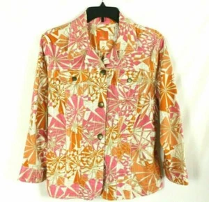 Hearts Of Palm Women's Orange Geometric Stretch Thick Cotton Jacket Size 12 - Picture 1 of 4