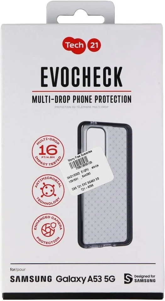 Capa gel flexível Tech21 Evo Check Series para Samsung Galaxy A53 5G - Preta - Imagem 1 de 4