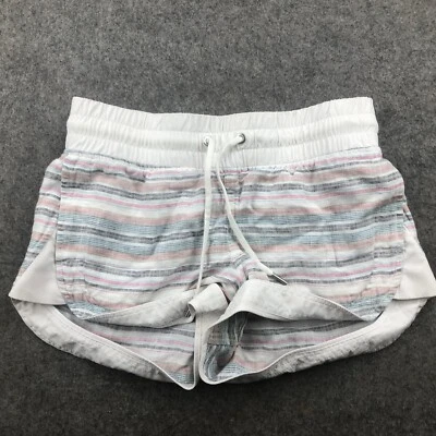 Pantalones Cortos Athleta Mujer 4 Azul Rosa Rayas Cordón Mezcla Lino 3" Entrepierna Foto 1 de 4