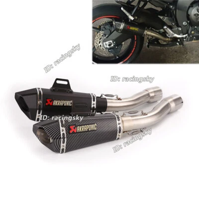 Slip On For Yamaha FZ1 2006-2015 Mid Exhaust Pipe Black Muffler Stainless Steel - Image 1 of 4