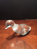 Elegant Baccarat France Frosted/Satin Crystal Duck Figurine or Paperweight