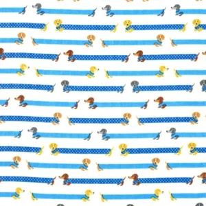 Hide-and-Seek Dachshund Dogs - Kokka Japan Cotton Double Gauze Fabric - Picture 1 of 2