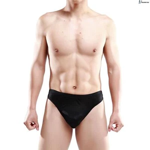 Pure Silk Knit Mens Thong Bulge Solid Brief US Size S M L XL XXL - Picture 1 of 17