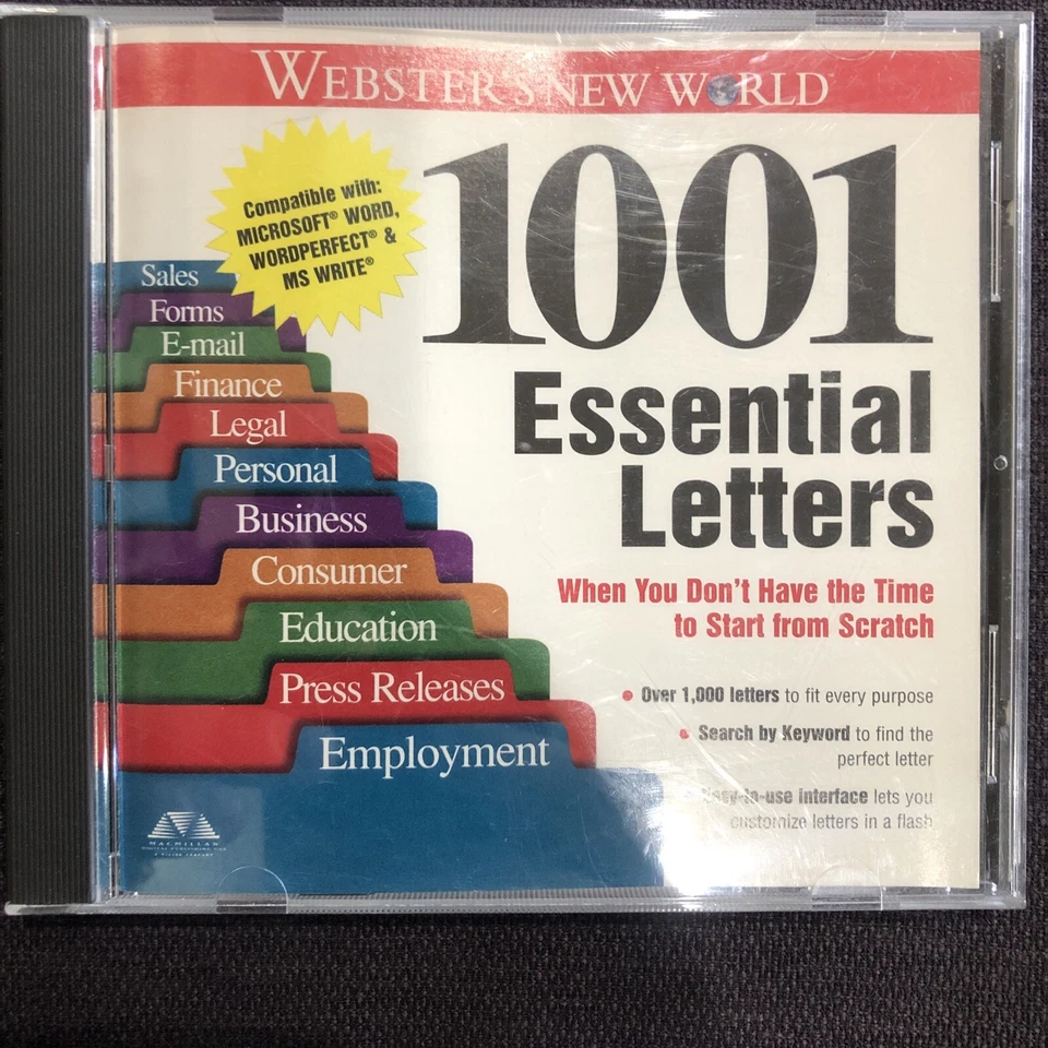 Webster's New World 1001 Essential Letters for Windows 95 New Sealed - Image 1 of 4