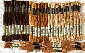 Anchor Stranded Sticktwist Mouline Cotton Floss Lot of 35 Browns Series 360's - Picture 1 of 7