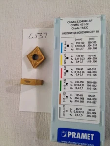 10 NEW PRAMET CNMG 431-SF CARBIDE INSERTS GRADE: T8330 100% AUTHENTIC {W37} - Picture 1 of 1