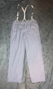 J Peterman Company Mens Striped Seersucker Pants w/ Suspenders Straps Sz 40 - Picture 1 of 7