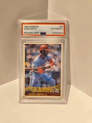 Ozzie Smith Autographed Rookie Card #59 Donruss 1984 Cardinals - Image 1 of 3