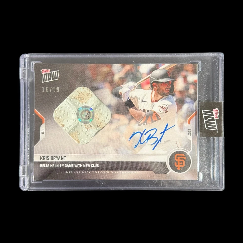 2021 Topps Now Kris Bryant Auto Base Relic 16/99 Card 599A First Home Run Giants - Image 1 of 1