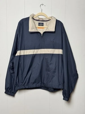 Dockers Blue and Cream Windbreaker Lightweight Pullover Quarter&Side Zip Size XL - Image 1 of 4