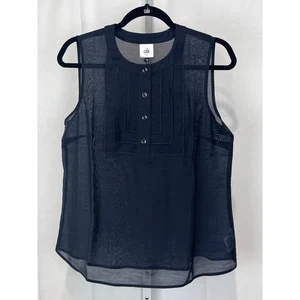 Nuevo con etiquetas CABI Louis II Top Sin Mangas Transparente Henley Tank Clásico Azul Marino Talla S - Imagen 1 de 10