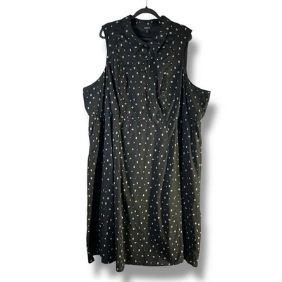 Torrid размер 5 черный гео символы Midi поплин воротник рубашка платье заколдованный богемное - Изображение 1 из 4