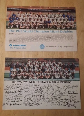 Lote De 2 Impresiones Fotográficas De Colección 1972 Campeón Mundial Miami Dolphins Equipo  Foto 1 de 4