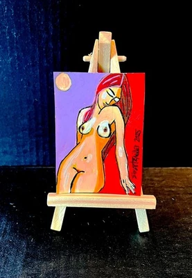 Colorido Dama del Sol PINTURA ARTE POP DESNUDA 2,5 X 3,5 ACEO Original ADN de SWARTZMILLER Foto 1 de 4