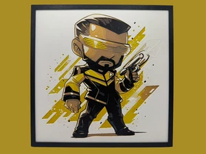 200mm x 200mm (8") 3D Printed Hueforge Art Geordi La Forge - Chibi Edition - Picture 1 of 1