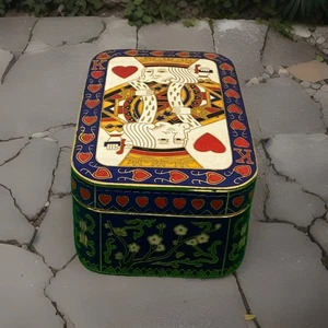 Vintage Hand Painted Heavy King of Spades Cloisonné Container Box W/Gold Trim - Picture 1 of 8
