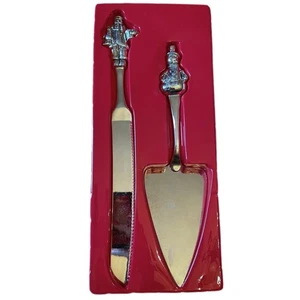 Vtg Wallace Silversmiths Cake Serving Set 2 Pc Holiday Pie Server Cake Knife NOS - Picture 1 of 10
