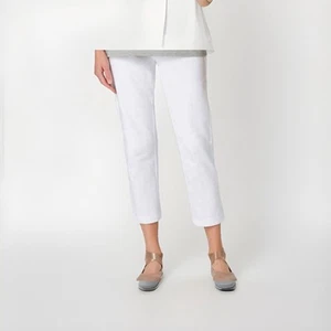 J. Jill Pure Jill White Knit High Rise Slim Leg Pants Crop Leggings Size S EUC - Picture 1 of 15