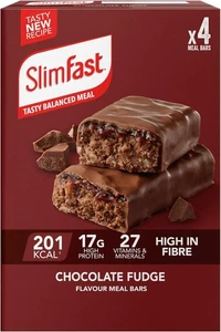 Slimfast Chocolate Fudge Meal Replacement Bars 4 x 60g - Picture 1 of 5