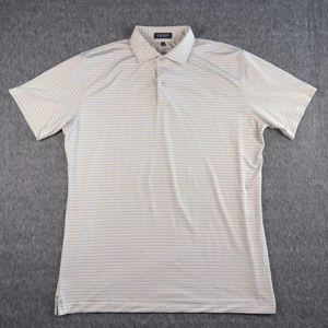 Live Forever Golf Polo Shirt Mens Medium Yellow Blue Striped Performance Stretch - Picture 1 of 11