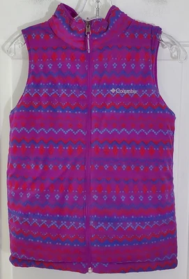 Chaleco acolchado reversible de lana Columbia para niñas bolsillos con cremallera completa talla M (10/12) usado en excelente estado Foto 1 de 4