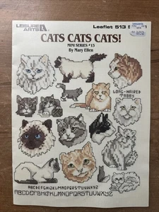 Artes de ocio vintage 1987 gatos gatos gatos! Folleto de punto de cruz contado 513 - Imagen 1 de 5