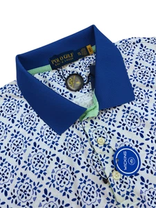 Polo Golf Ralph Lauren Hemd XXL blau weiß Fliesendruck geschwungenes Unterteil * Neu mit Etikett $ 98,50 - Bild 1 von 11