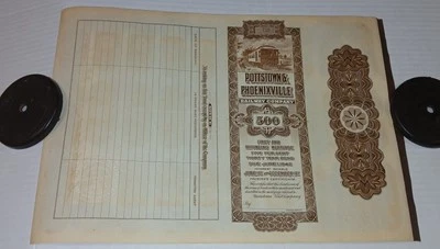 ANTIGUO BONO FERROVIARIO 1911 POTTSTOWN & PHOENIXVILLE RAILWAY COMPANY $500 COMO NUEVO Foto 1 de 4