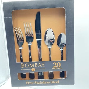 Neu Bombay 20-teiliges Set Marsala fein Edelstahl Utensilien Besteck schwarz - Bild 1 von 7