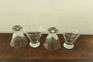 Vintage Weighted Base Stemless Martini Glasses clear set of 4 - Picture 1 of 4