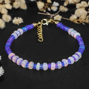 Original Äthiopische mit Mehrfach Feuer Opal Perlenarmband Geschenk Schmuck Clip - Bild 1 von 9