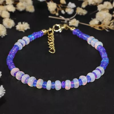 Original Äthiopische mit Mehrfach Feuer Opal Perlenarmband Geschenk Schmuck Clip - Bild 1 von 4