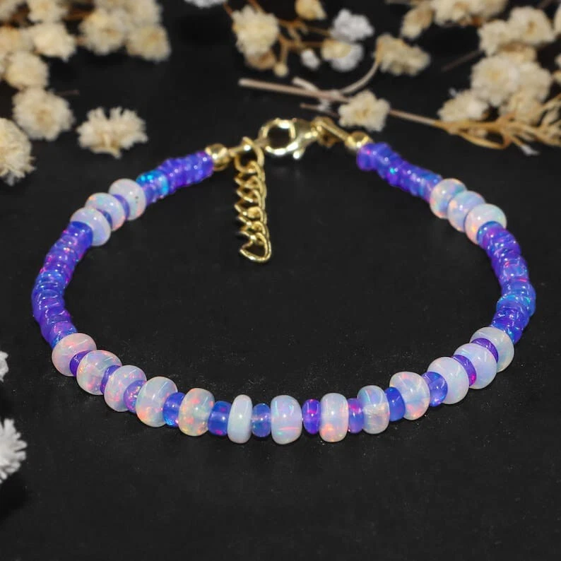 Original Äthiopische mit Mehrfach Feuer Opal Perlenarmband Geschenk Schmuck Clip - Bild 1 von 4