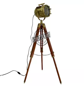 Beautiful Bedroom LED Night Lamp with Wooden Leg Tripod Stand Antique Model Lamp - Picture 1 of 7