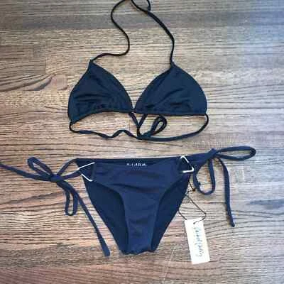 Nuevo Bikini Rachel Pally Negro Detalle Triángulo Dorado Foto 1 de 2