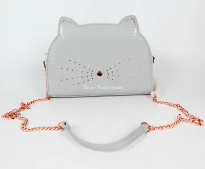 Новый с Ярлыками Ted Baker London Cat силуэт кожаная сумка через плечо, серый, рекомендуемая розничная цена производителя $219 - Изображение 1 из 4