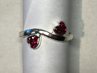Custom Sterling Silver Ring w/2 Heart shaped Ruby stones - Size 6 1/2 🔥WOW!