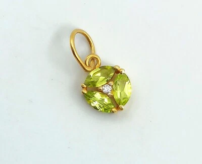 Natural Peridot Charms Pendant 18k Gold Handmade Pendant, Gold Pendant - Image 1 of 4