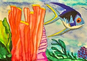 Seascape Painting Fish Underwater World Original Oil Painting  Coral Reef