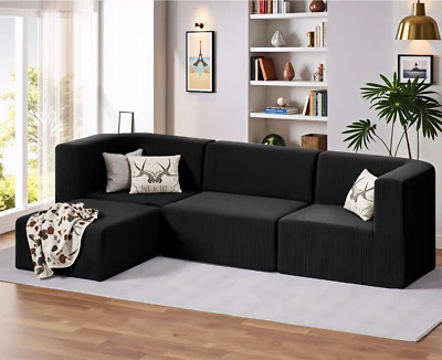 Облачный диван, секционные диваны L-образной формы, современный удобный диван вельвет, 4 штуки - Изображение 1 из 4