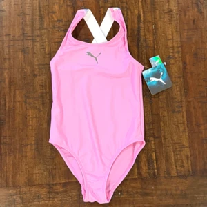 PUMA Girls Size 6 Lilac Chiffon Crossback Swimsuit Bathing Suit BNWT - Picture 1 of 6