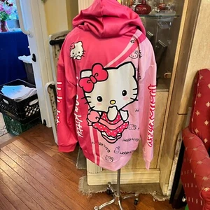 HELLO KITTY EARS HOODIE-KANGAROO POCKET GIRLS SIZE "M/L" PINKS W/MUILTY COLORS - Picture 1 of 5