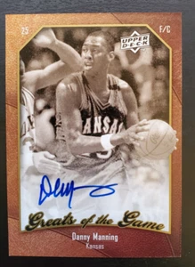 2010 UD Greats of the Game Danny Manning Auto #15 Kansas Jayhawks Clippers Suns - Picture 1 of 2
