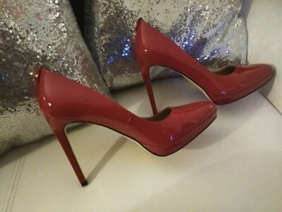 Calvin Klein Red Patent Leather High Heel Platform Stilettos Size 8.5 worn once - Image 1 of 4